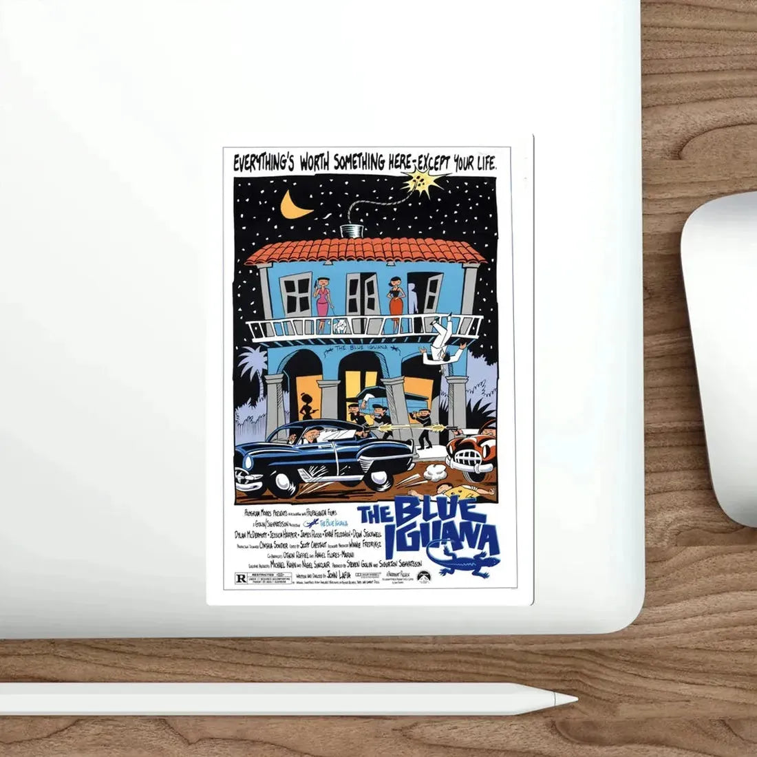 The Blue Iguana 1988 Movie Poster STICKER Vinyl Die-Cut Decal - The Sticker Space