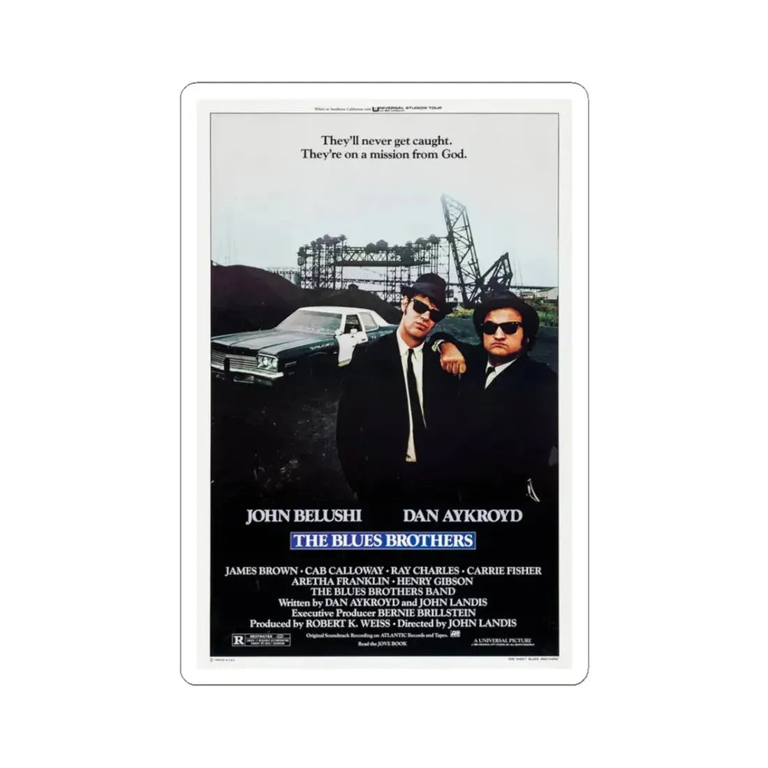 The Blues Brothers 1980 Movie Poster - STICKER Vinyl Kiss-Cut Decal 3 Inch White - The Sticker Space