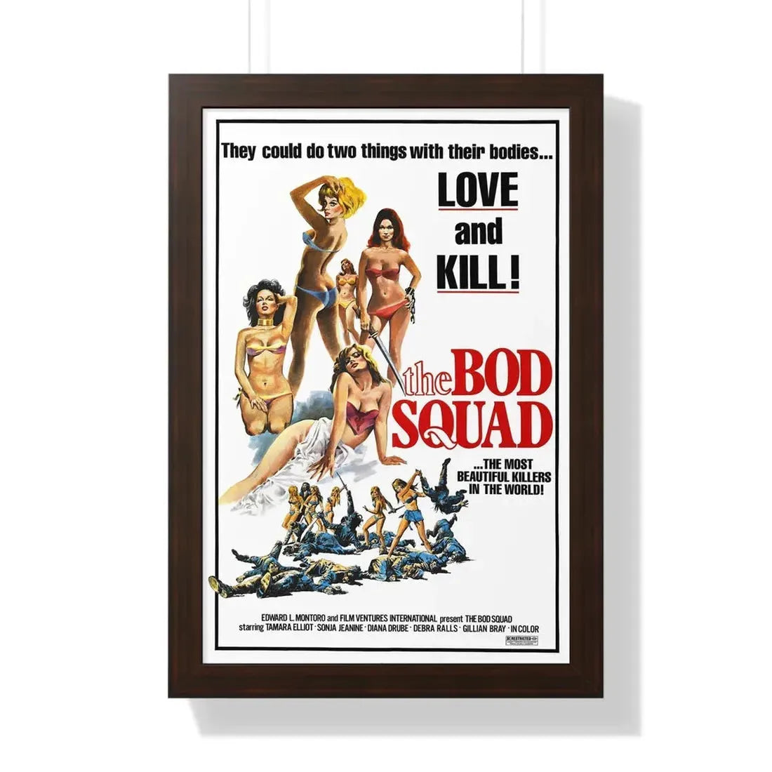 THE BOD SQUAD (VIRGINS OF THE SEVEN SEAS) 1974 - Framed Movie Poster 16″ x 24″ Walnut - The Sticker Space