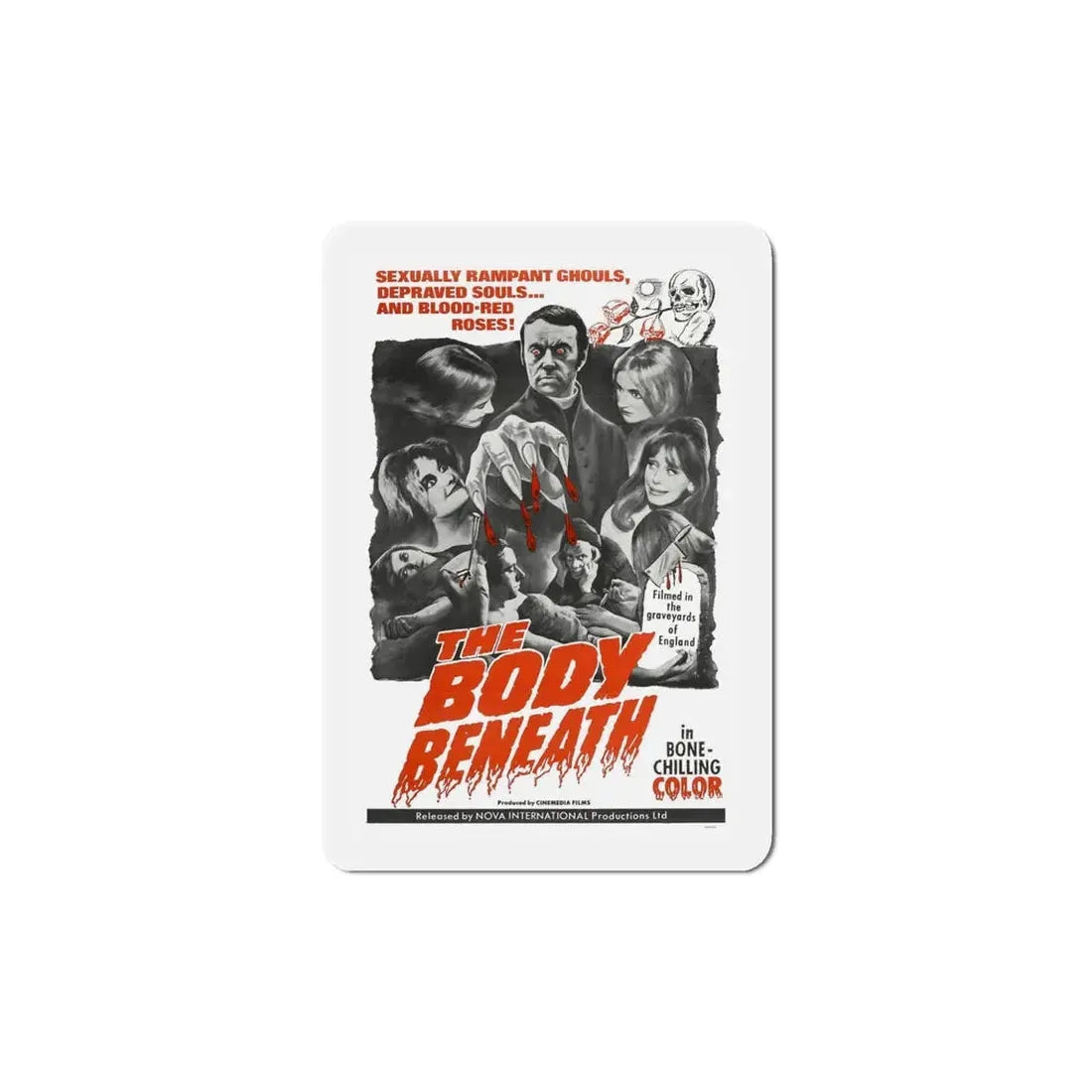 The Body Beneath 1970 Movie Poster Refrigerator Magnet 5 Inch - The Sticker Space