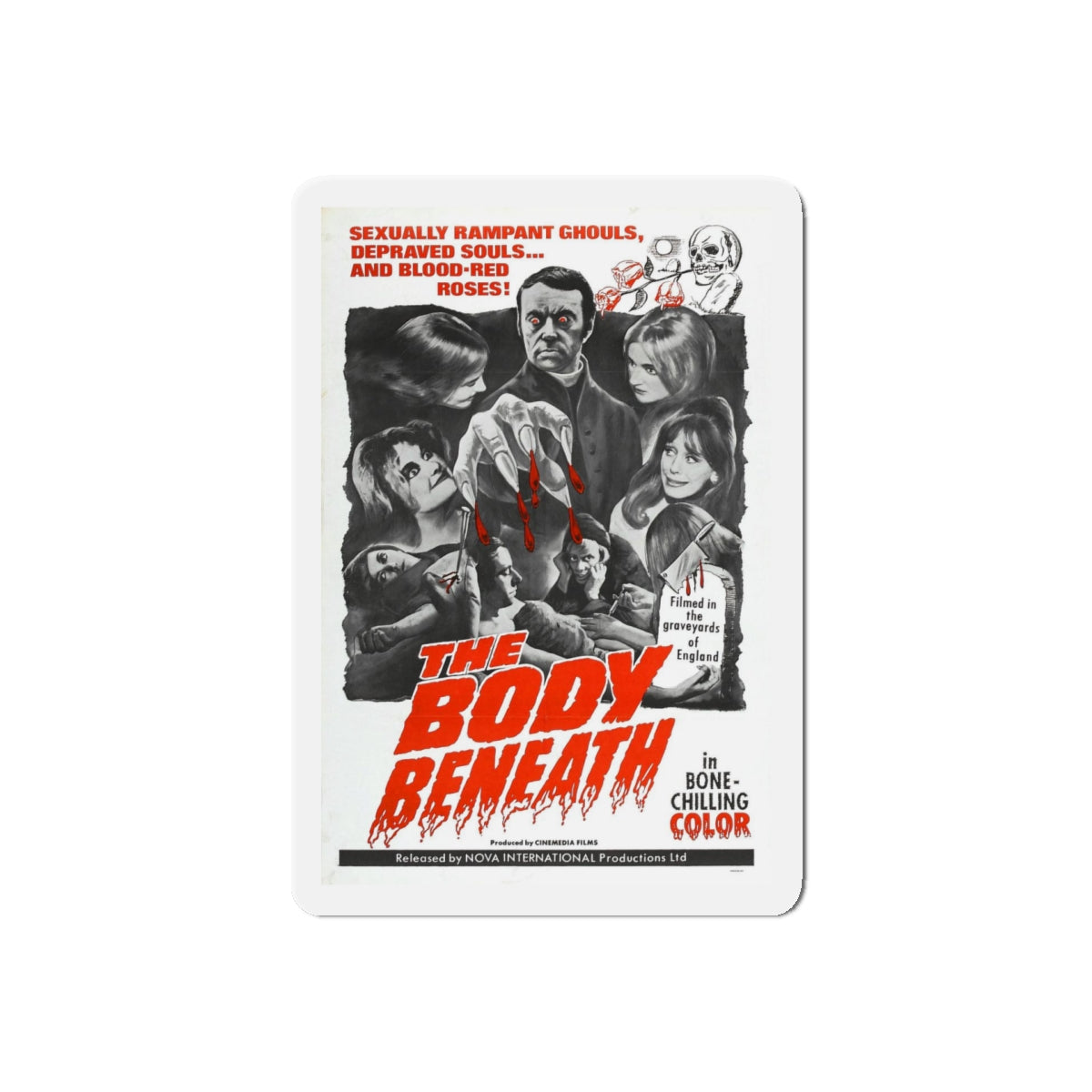 THE BODY BENEATH 1970 Movie Poster - Refrigerator Magnet-5" x 5"-The Sticker Space