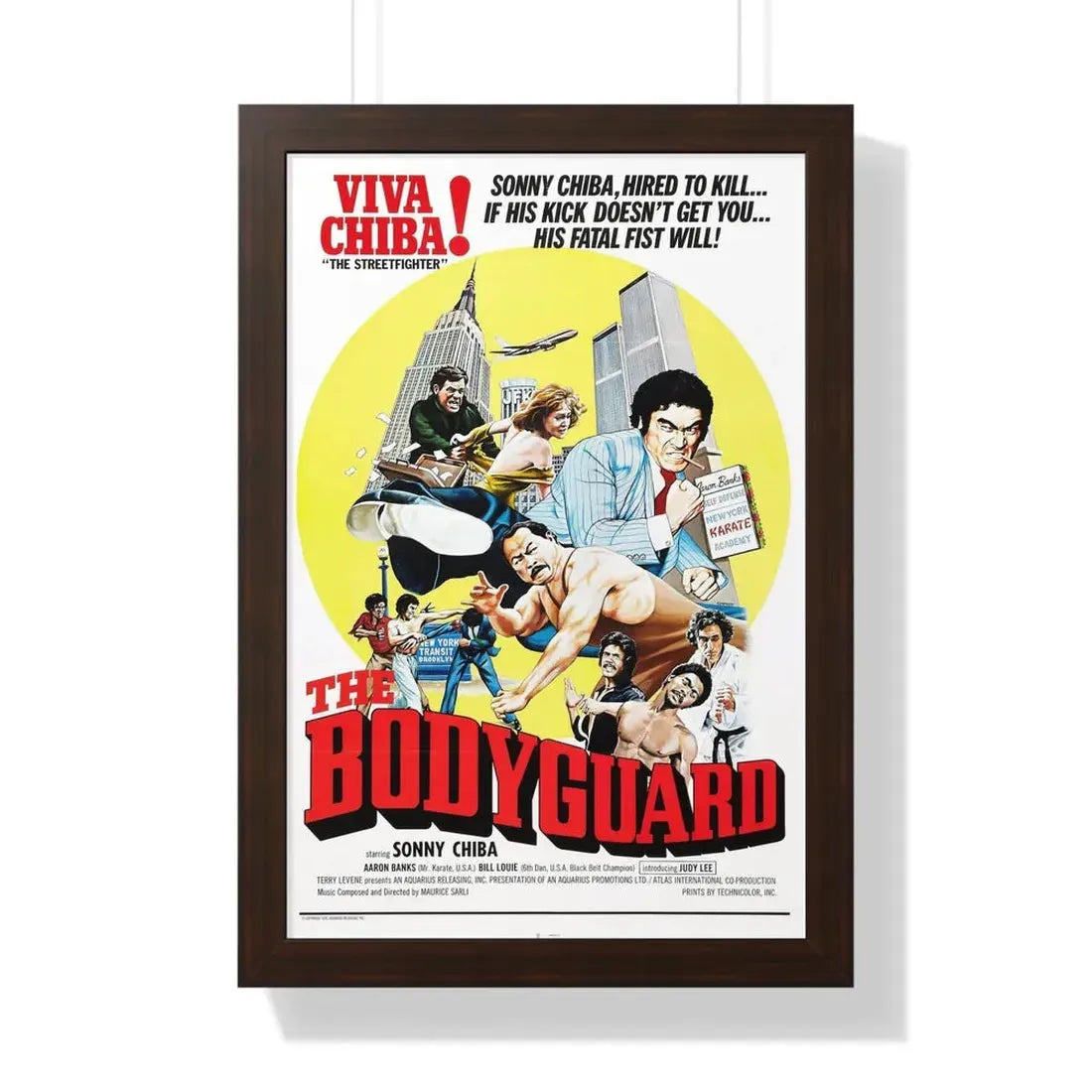 THE BODYGUARD 1973 - Framed Movie Poster 16″ x 24″ Walnut - The Sticker Space