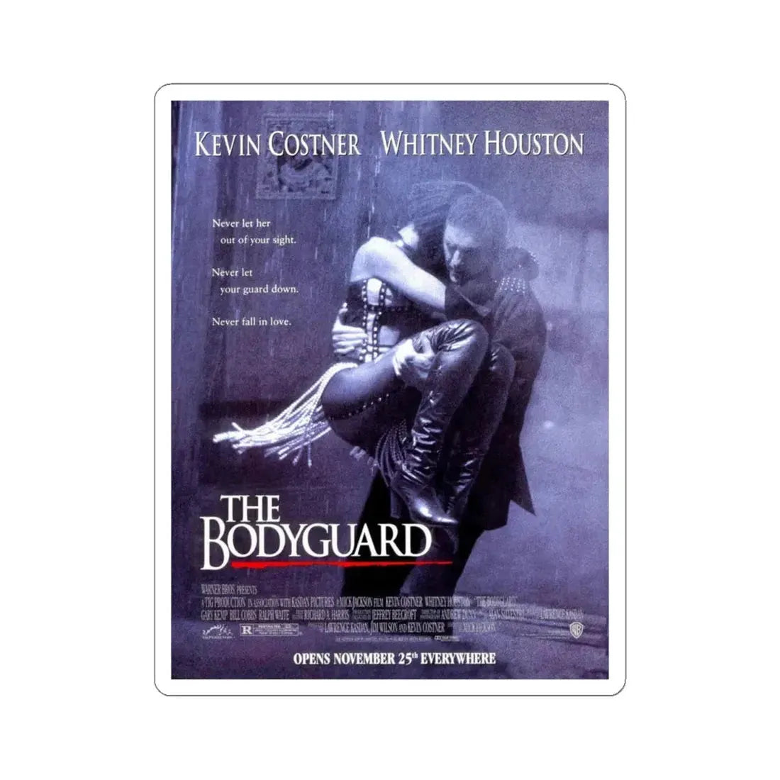 The Bodyguard 1992 Movie Poster - STICKER Vinyl Kiss-Cut Decal 4 Inch White - The Sticker Space