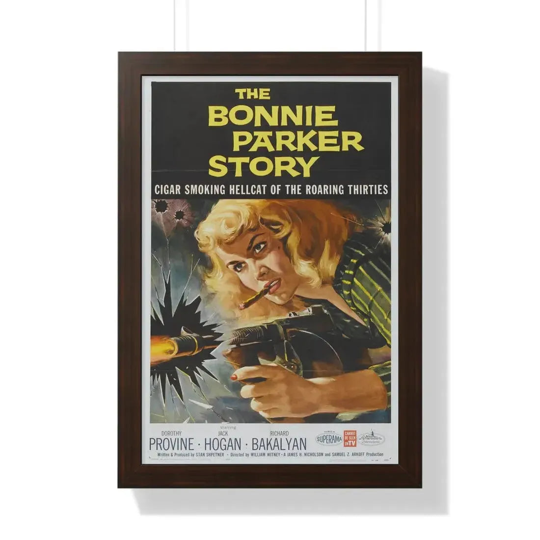 THE BONNIE PARKER STORY 1958 - Framed Movie Poster 16″ x 24″ Walnut - The Sticker Space