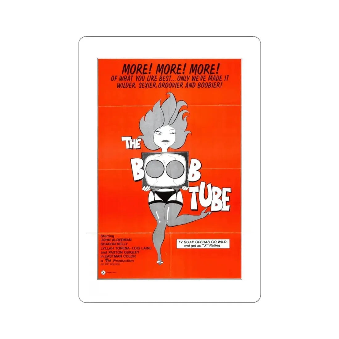 The Boob Tube 1975 Movie Poster - STICKER Vinyl Kiss-Cut Decal 4 Inch White - The Sticker Space