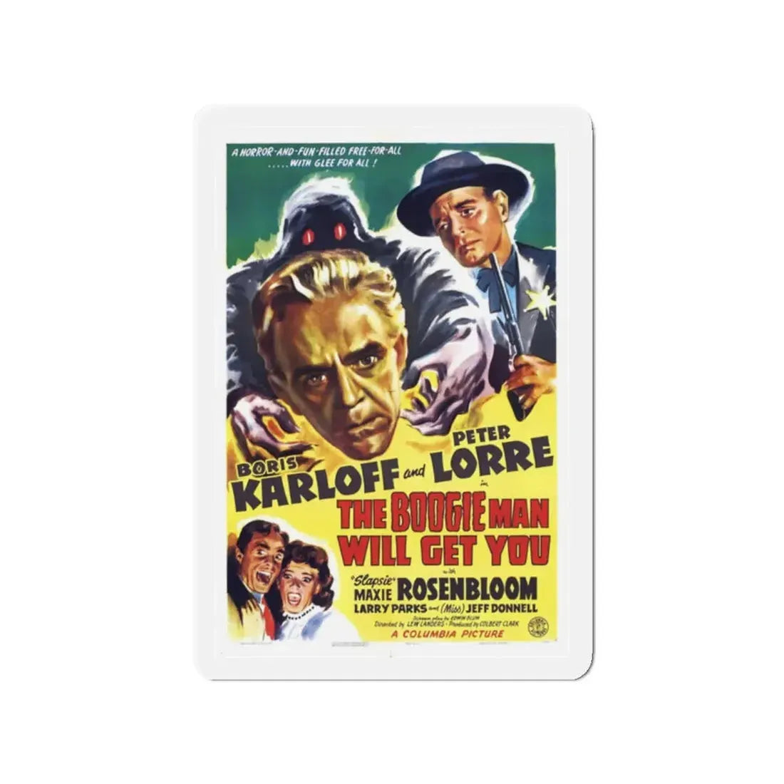 THE BOOGIE MAN WILL GET YOU 1942 Movie Poster - Refrigerator Magnet 2 Inch Die-Cut - The Sticker Space