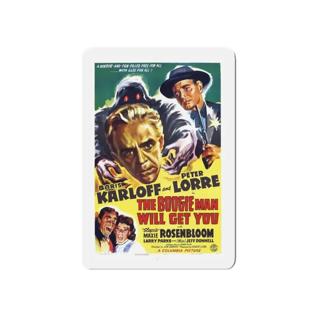 THE BOOGIE MAN WILL GET YOU 1942 Movie Poster - Refrigerator Magnet 3 Inch Die-Cut - The Sticker Space