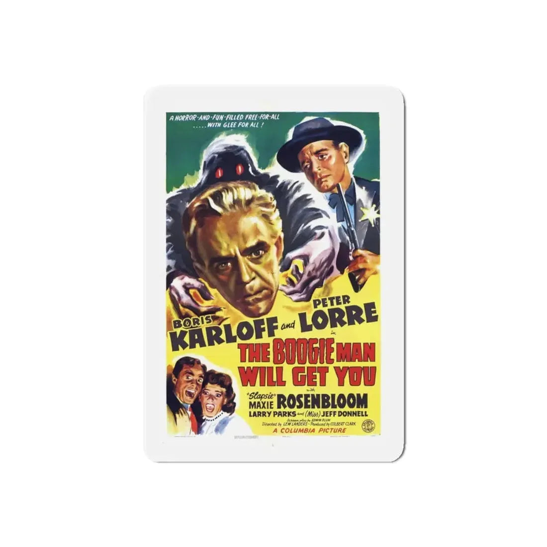 THE BOOGIE MAN WILL GET YOU 1942 Movie Poster - Refrigerator Magnet 4 Inch Die-Cut - The Sticker Space