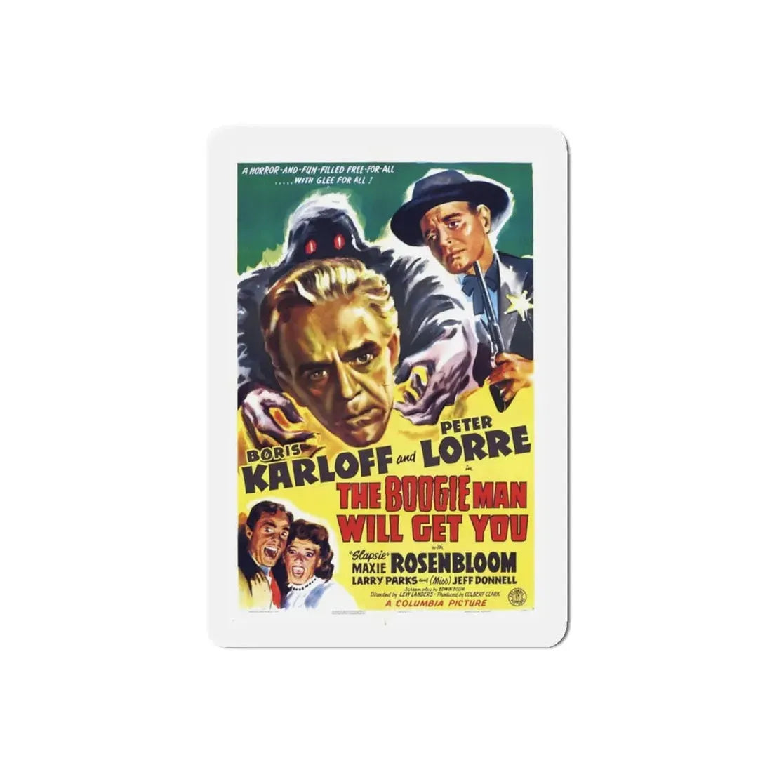 THE BOOGIE MAN WILL GET YOU 1942 Movie Poster - Refrigerator Magnet 5 Inch Die-Cut - The Sticker Space