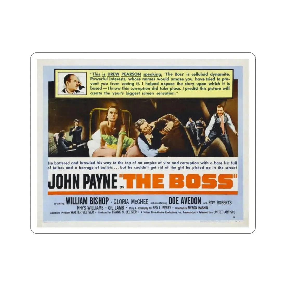 The Boss 1956 Movie Poster STICKER Vinyl Die-Cut Decal 2 Inch - The Sticker Space