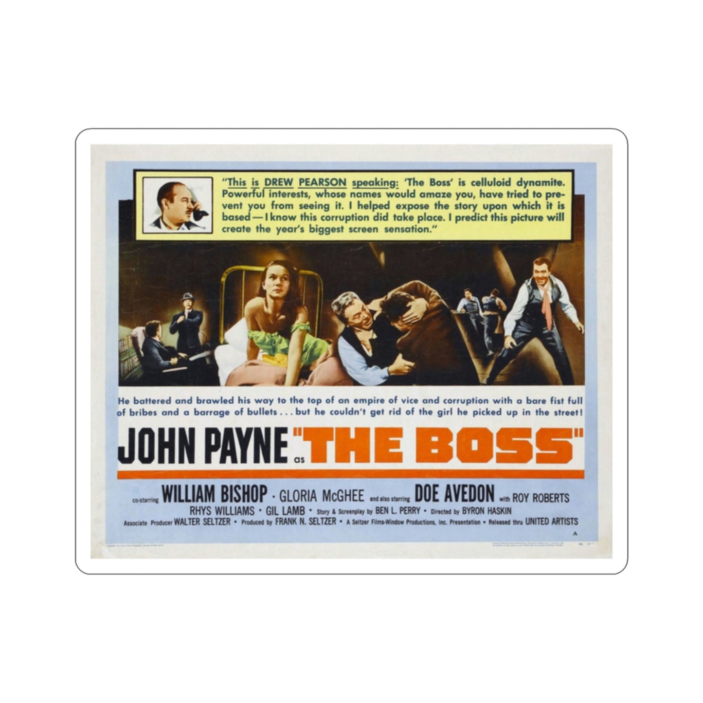 The Boss 1956 Movie Poster STICKER Vinyl Die-Cut Decal-2 Inch-The Sticker Space