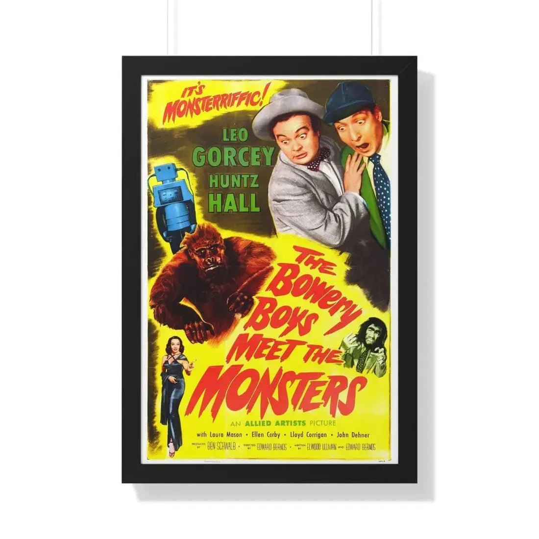 THE BOWERY BOYS MEET THE MONSTERS 1954 - Framed Movie Poster 20" x 30" Black - The Sticker Space