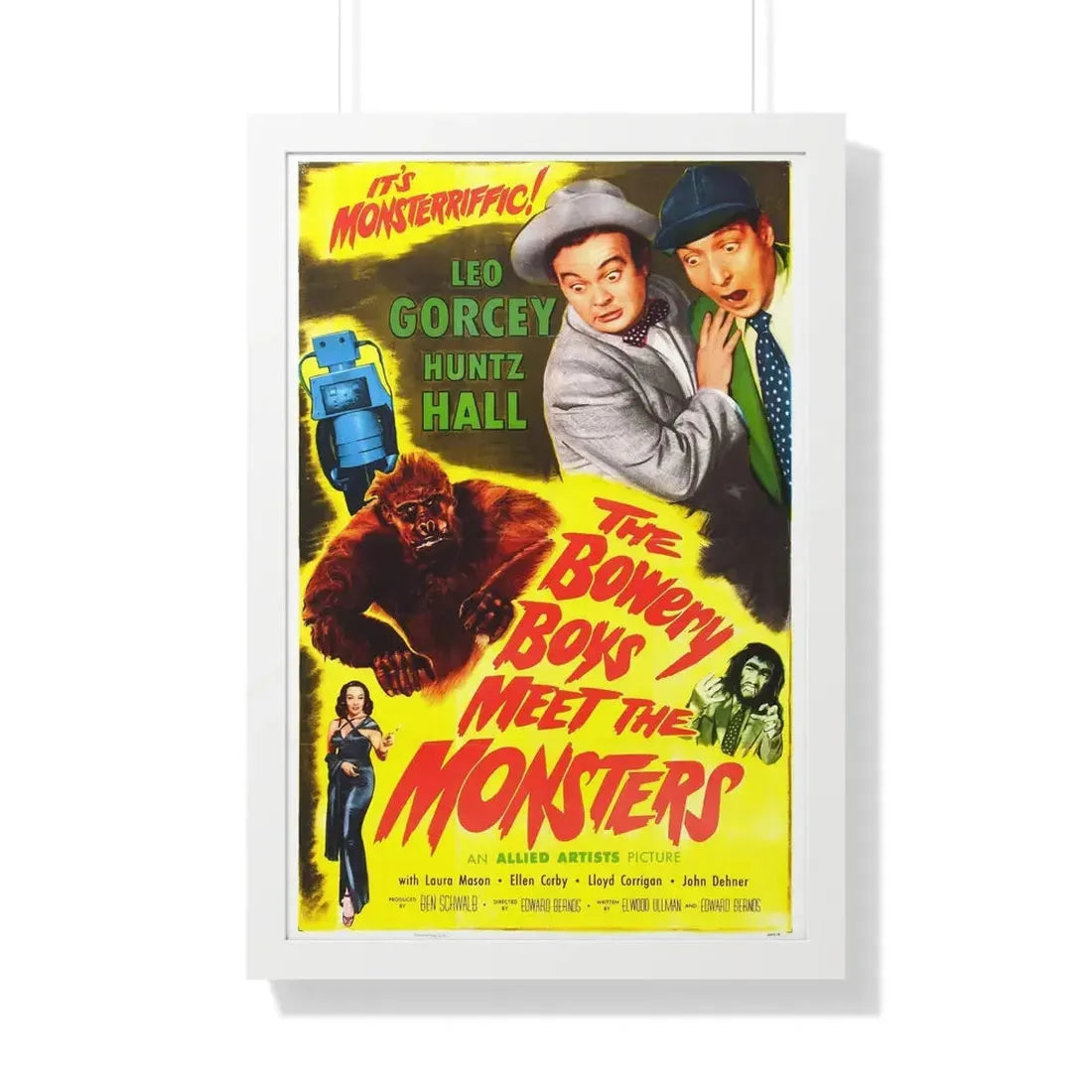 THE BOWERY BOYS MEET THE MONSTERS 1954 - Framed Movie Poster 20" x 30" White - The Sticker Space