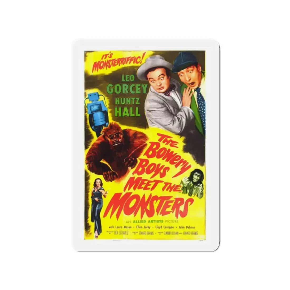 THE BOWERY BOYS MEET THE MONSTERS 1954 Movie Poster - Refrigerator Magnet 2 Inch Die-Cut - The Sticker Space