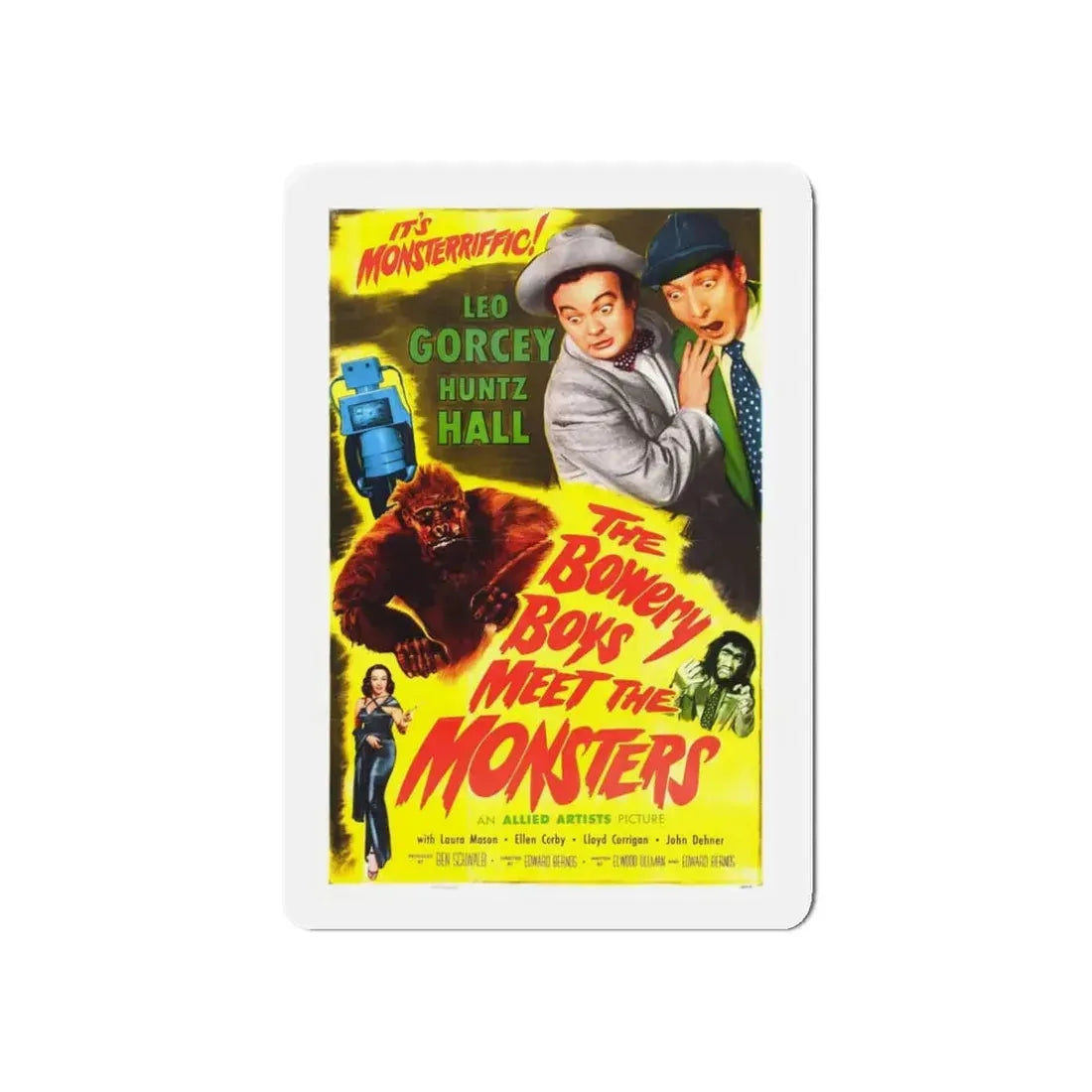 THE BOWERY BOYS MEET THE MONSTERS 1954 Movie Poster - Refrigerator Magnet 3 Inch Die-Cut - The Sticker Space