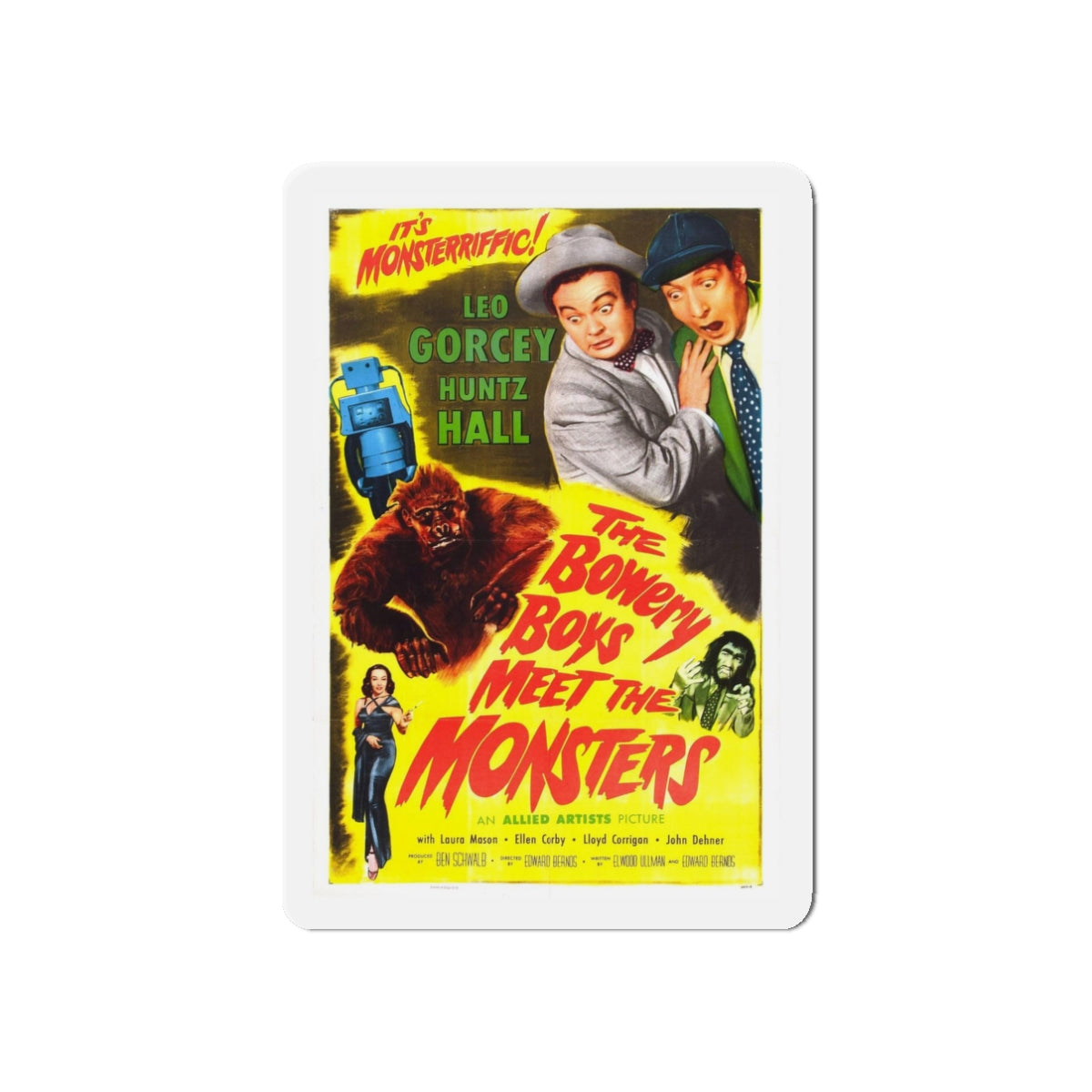 THE BOWERY BOYS MEET THE MONSTERS 1954 Movie Poster - Refrigerator Magnet-3" x 3"-The Sticker Space