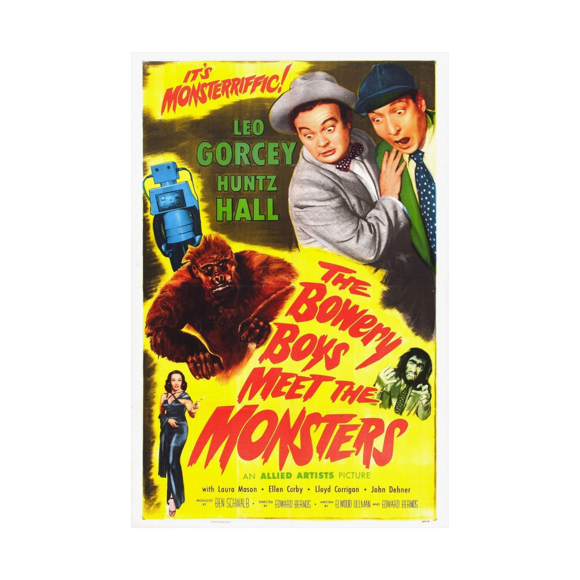 THE BOWERY BOYS MEET THE MONSTERS 1954 - Paper Movie Poster-The Sticker Space