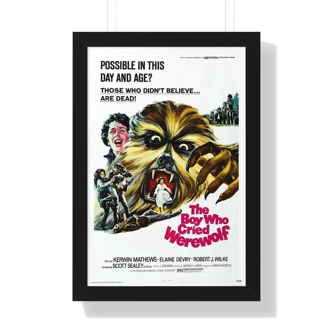 THE BOY WHO CRIED WEREWOLF 1973 - Framed Movie Poster 16″ x 24″ Black - The Sticker Space