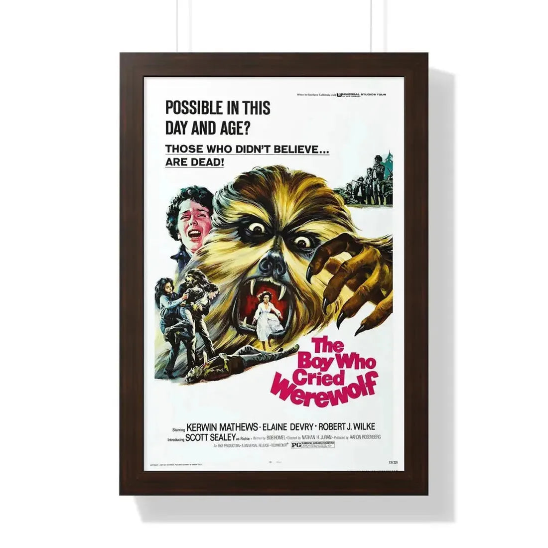THE BOY WHO CRIED WEREWOLF 1973 - Framed Movie Poster 16″ x 24″ Walnut - The Sticker Space
