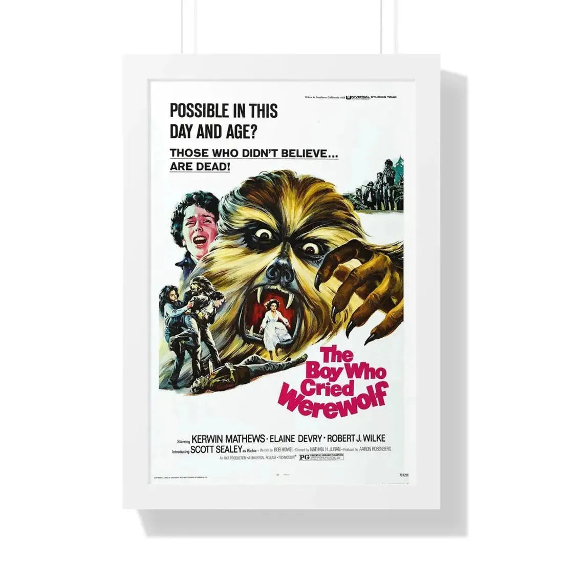 THE BOY WHO CRIED WEREWOLF 1973 - Framed Movie Poster 16″ x 24″ White - The Sticker Space