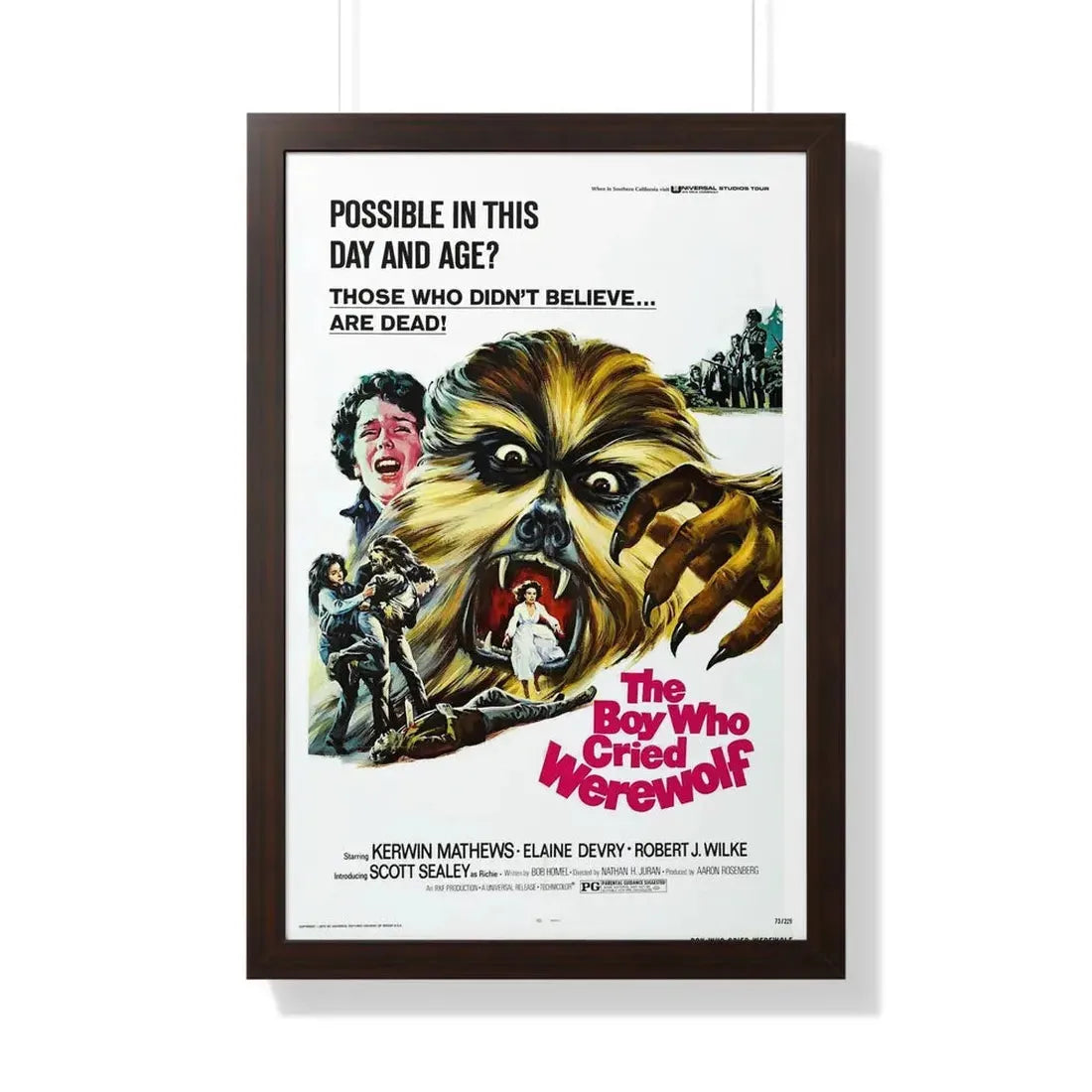 THE BOY WHO CRIED WEREWOLF 1973 - Framed Movie Poster 20" x 30" Walnut - The Sticker Space