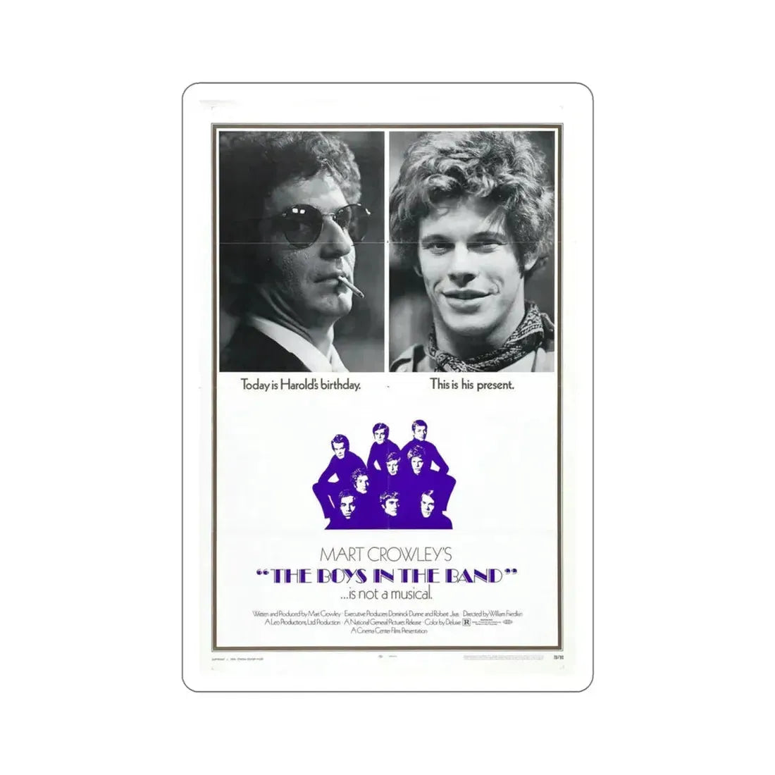 The Boys in the Band 1970 Movie Poster STICKER Vinyl Die-Cut Decal 6 Inch - The Sticker Space