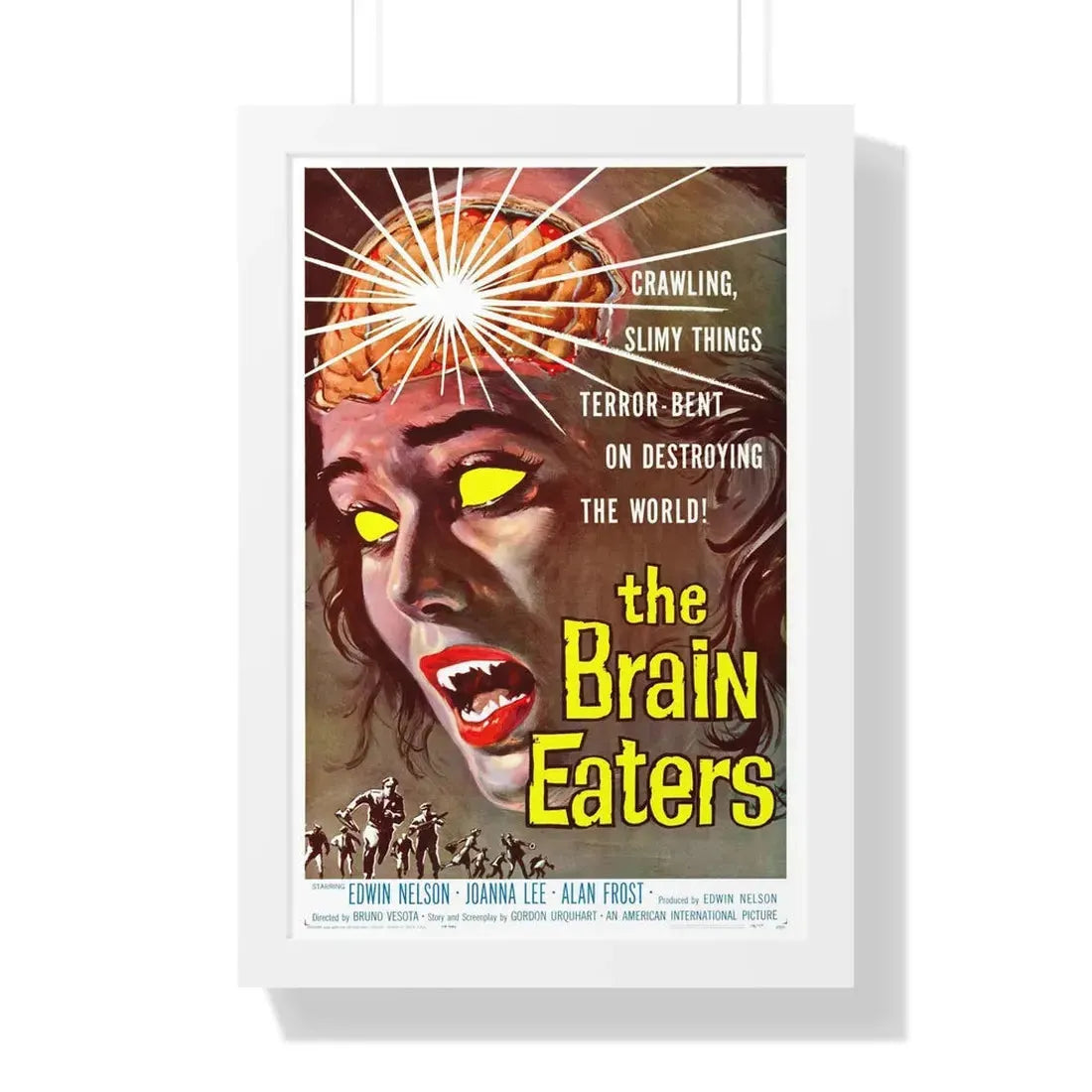 THE BRAIN EATERS 1958 - Framed Movie Poster 16″ x 24″ White - The Sticker Space