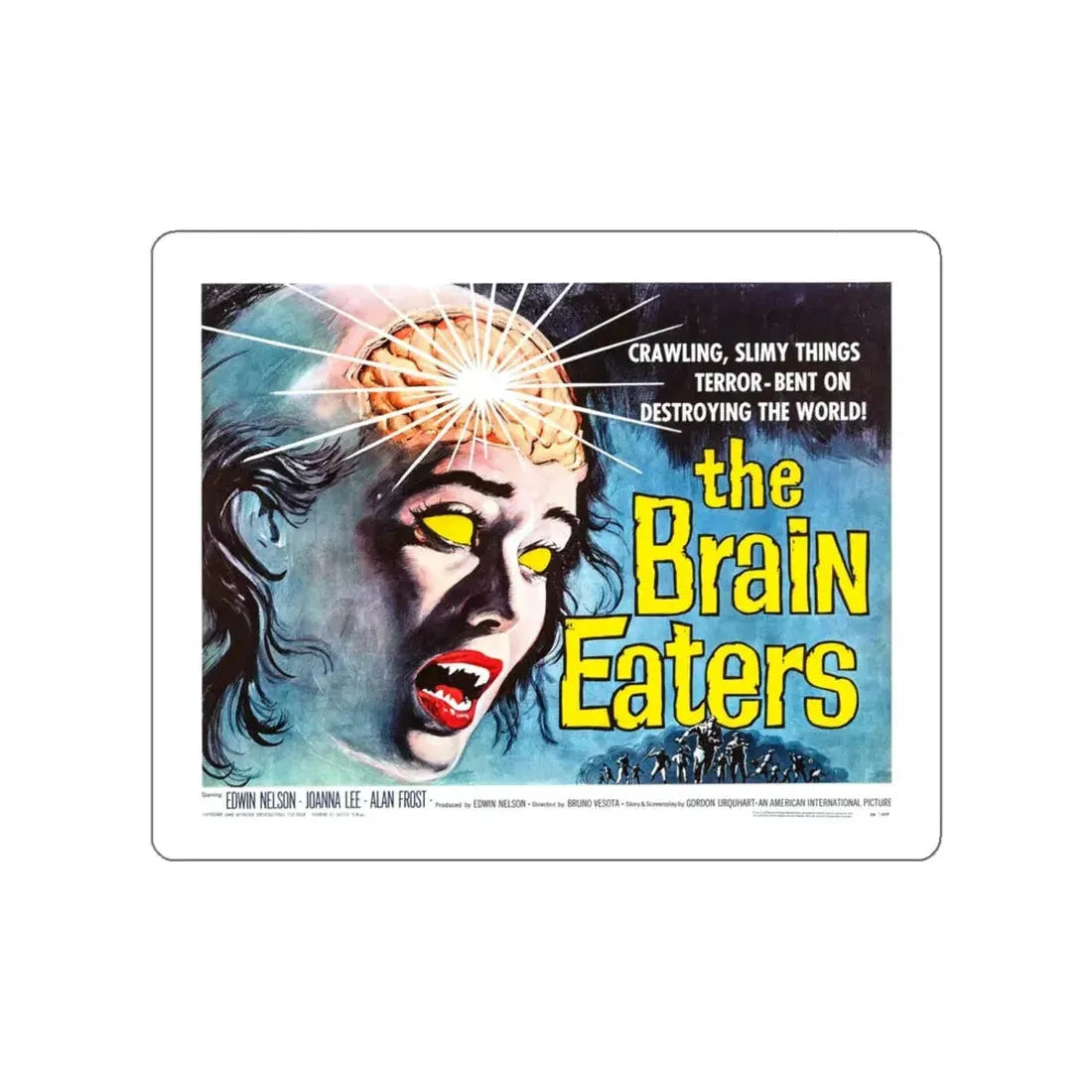 THE BRAIN EATERS (2) 1958 Movie Poster STICKER Vinyl Die-Cut Decal 4 Inch - The Sticker Space