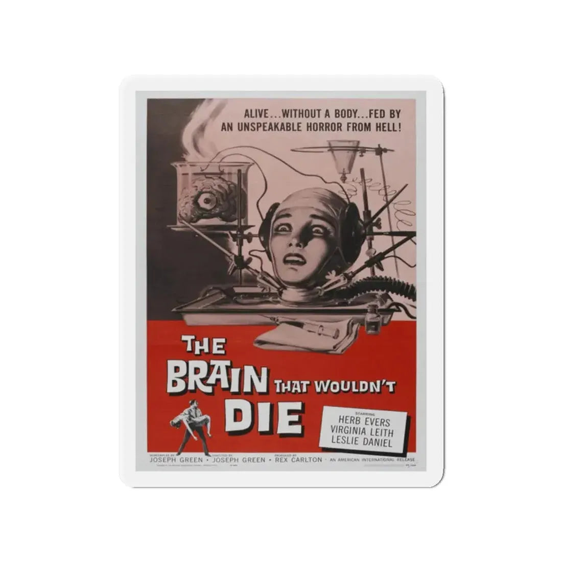 THE BRAIN THAT WOULDN'T DIE 1962 Movie Poster - Refrigerator Magnet 2 Inch Die-Cut - The Sticker Space
