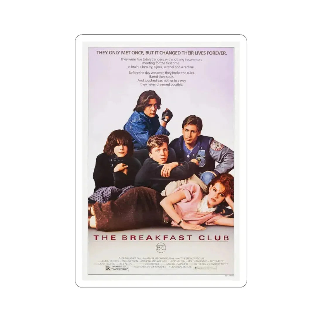 The Breakfast Club 1985 Movie Poster - STICKER Vinyl Kiss-Cut Decal 6 Inch White - The Sticker Space