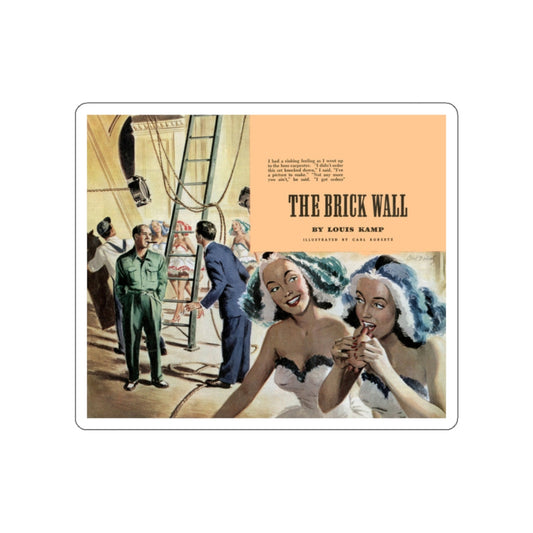 The Brick Wall, 1947 (Magazine Illustration) STICKER Vinyl Die-Cut Decal-White-The Sticker Space