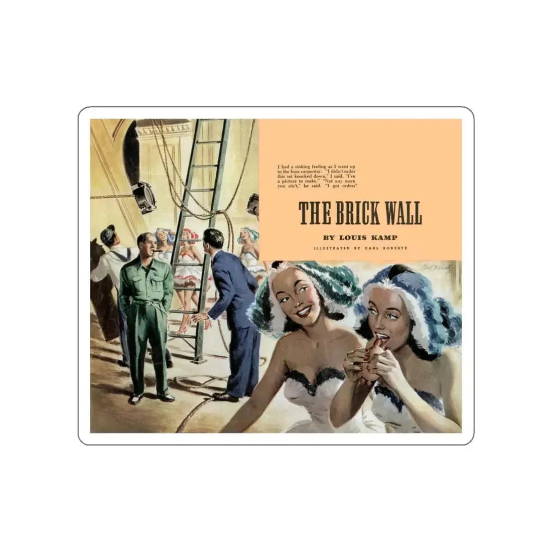 The Brick Wall, 1947 (Magazine Illustration) STICKER Vinyl Die-Cut Decal White Die-Cut 5 Inch - The Sticker Space
