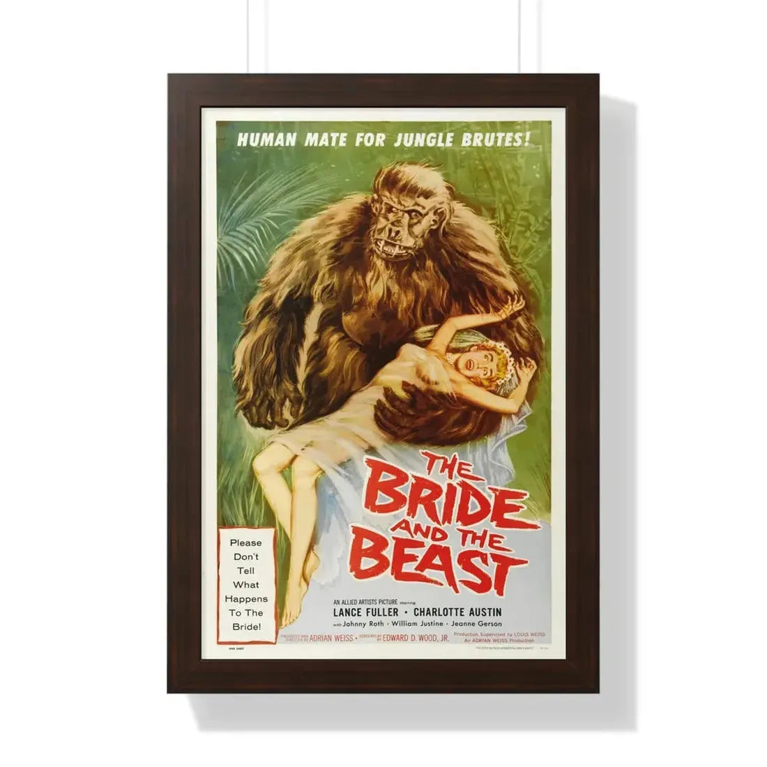 THE BRIDE AND THE BEAST 1958 - Framed Movie Poster 16″ x 24″ Walnut - The Sticker Space