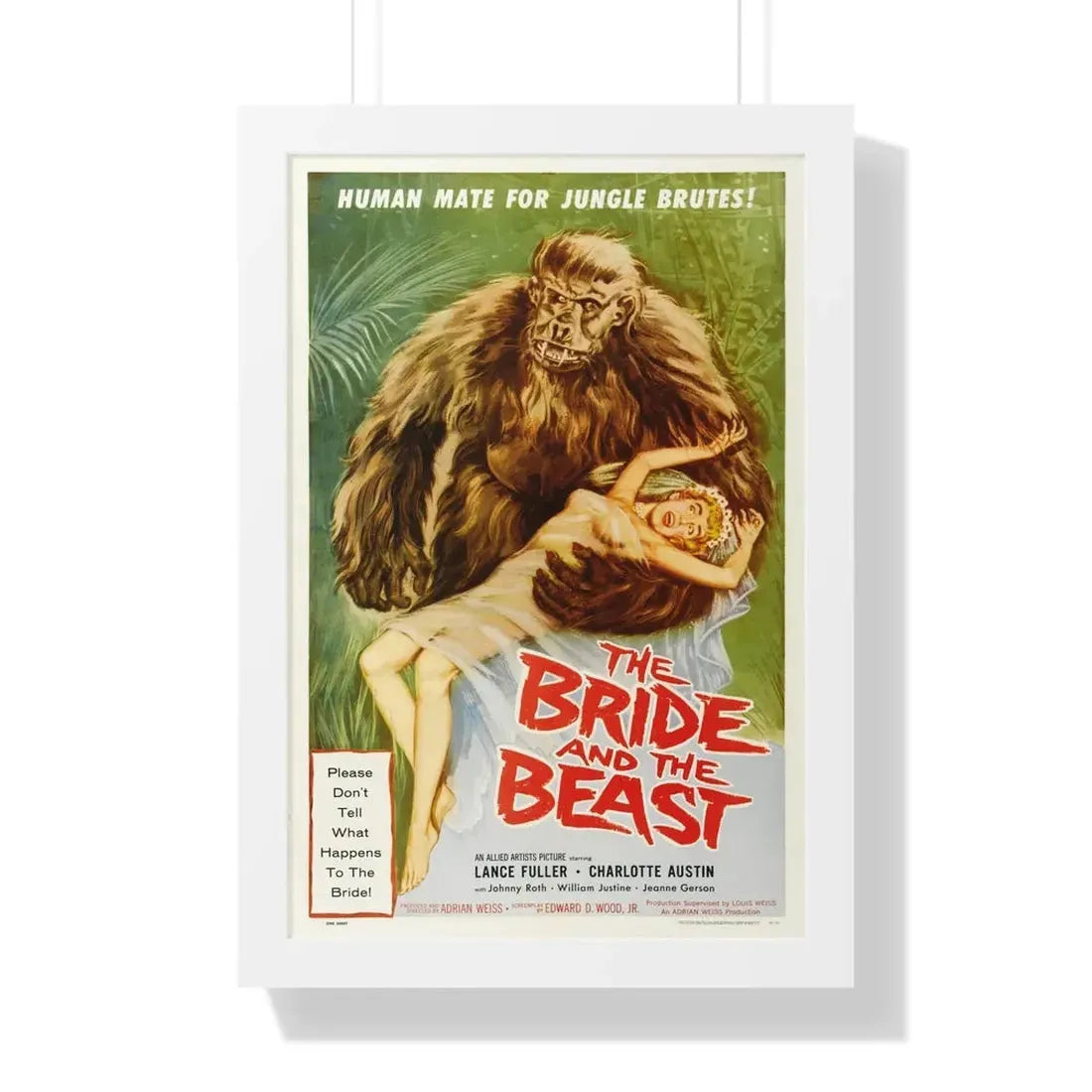 THE BRIDE AND THE BEAST 1958 - Framed Movie Poster 16″ x 24″ White - The Sticker Space