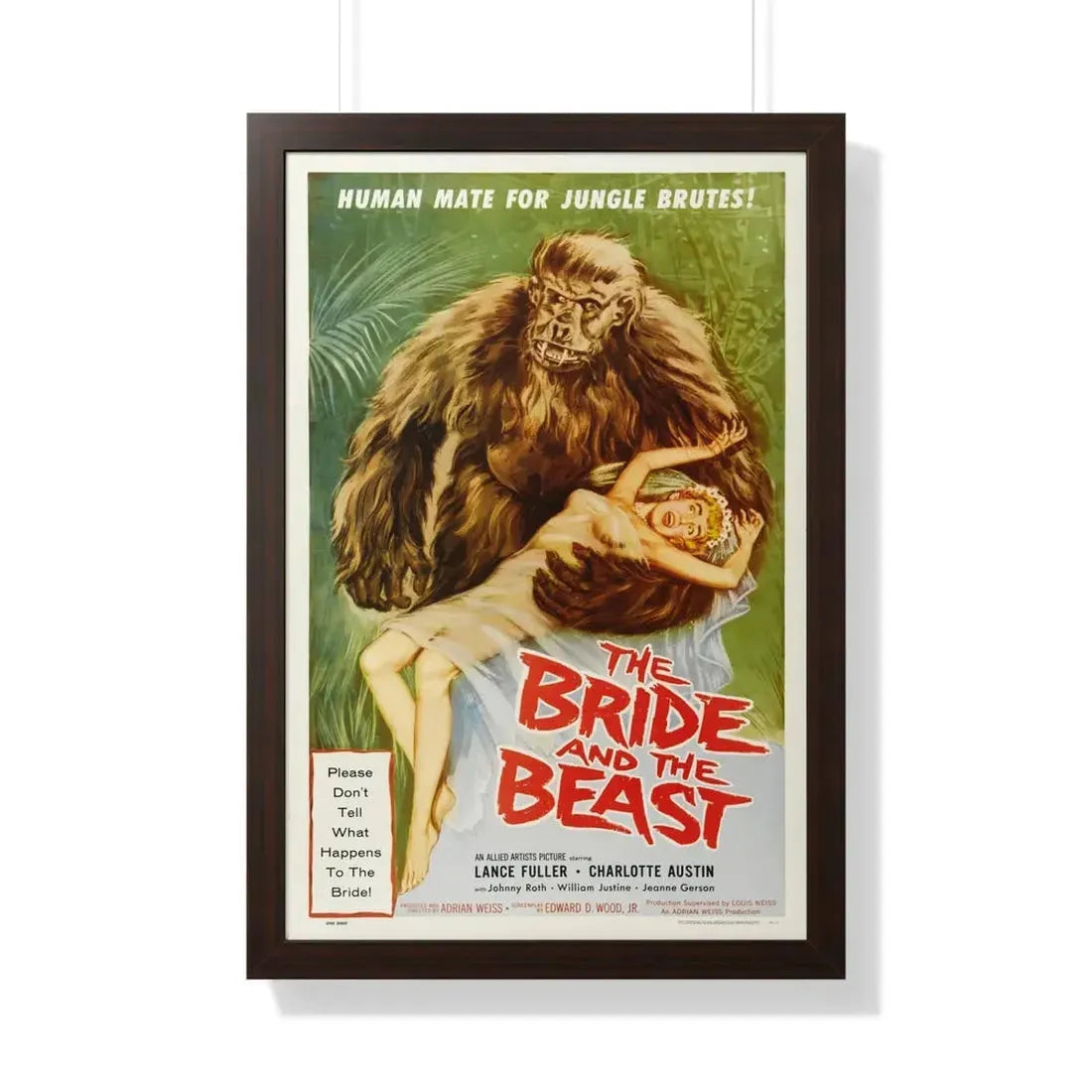 THE BRIDE AND THE BEAST 1958 - Framed Movie Poster 20" x 30" Walnut - The Sticker Space