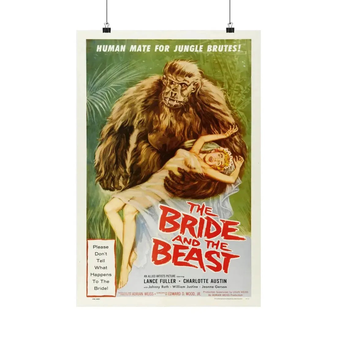 THE BRIDE AND THE BEAST 1958 - Paper Movie Poster 16″ x 24″ Matte - The Sticker Space