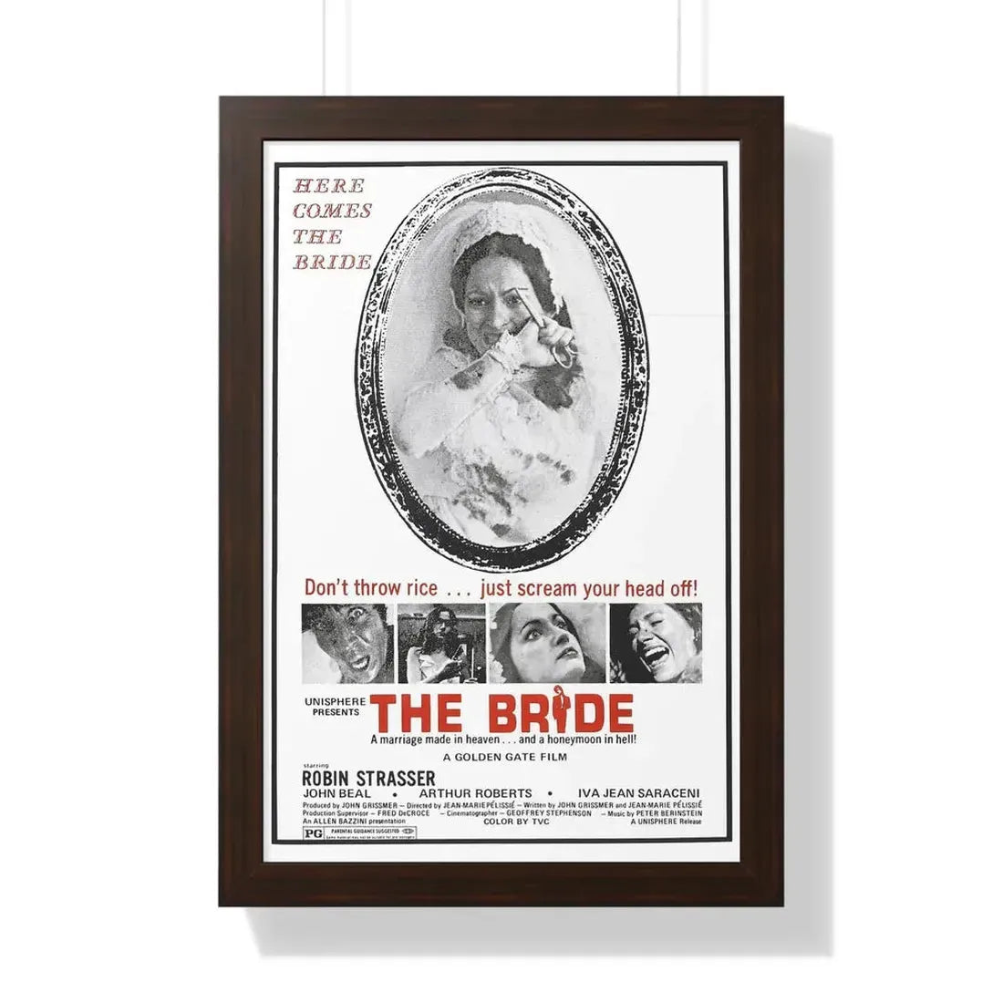 THE BRIDE (THE HOUSE THAT CRIED MURDER) 1973 - Framed Movie Poster 16″ x 24″ Walnut - The Sticker Space