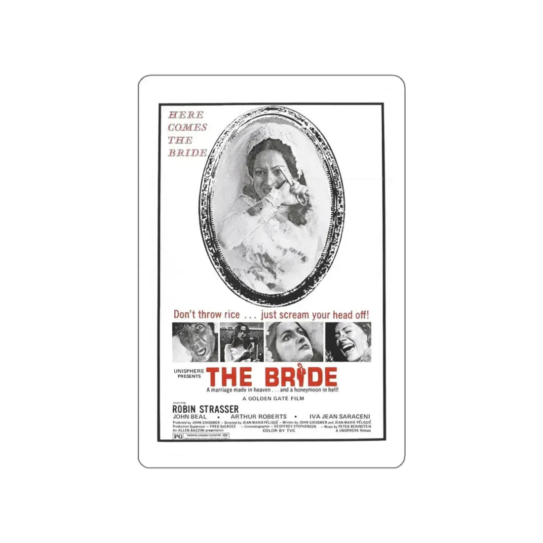 THE BRIDE (THE HOUSE THAT CRIED MURDER) 1973 Movie Poster STICKER Vinyl Die-Cut Decal 3 Inch - The Sticker Space