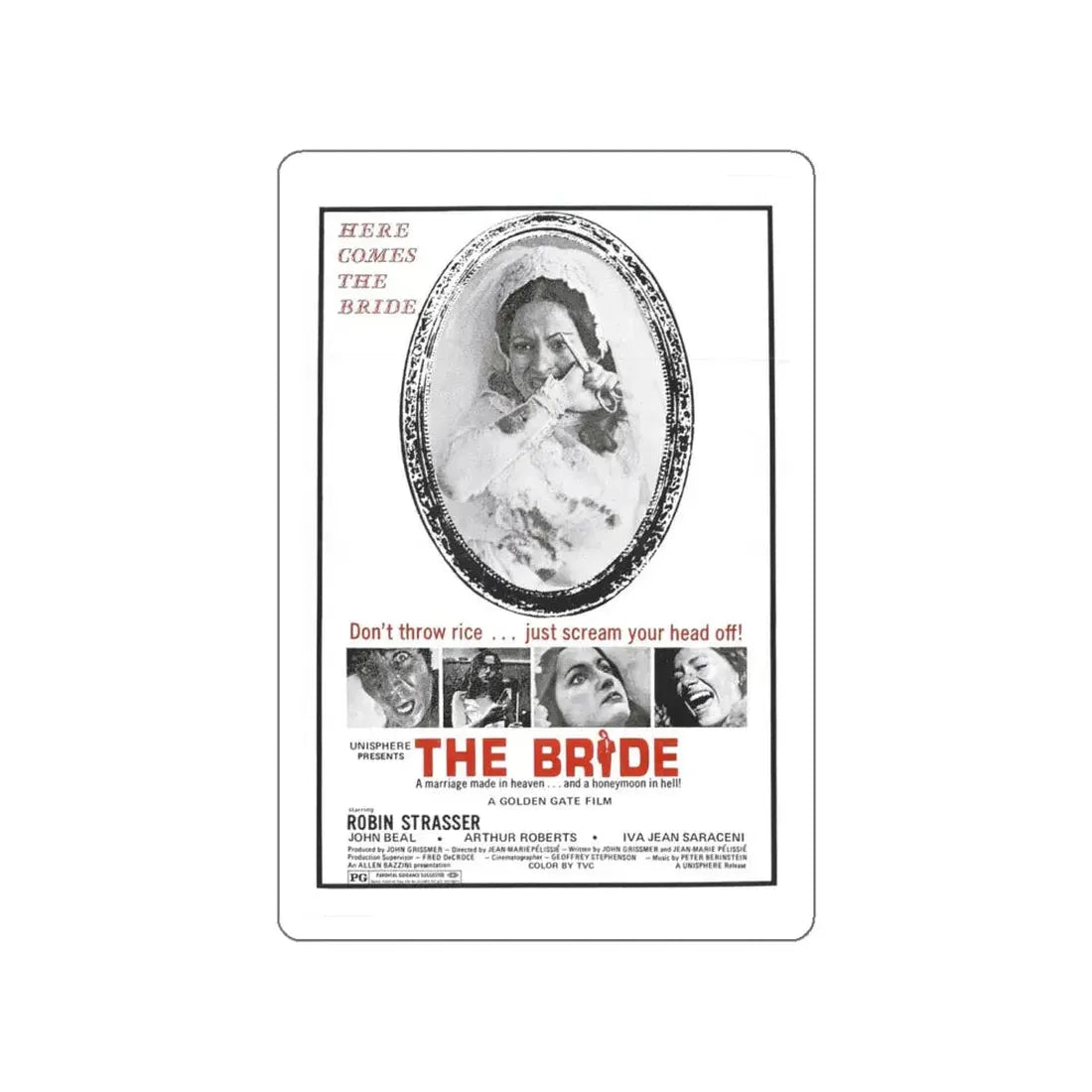THE BRIDE (THE HOUSE THAT CRIED MURDER) 1973 Movie Poster STICKER Vinyl Die-Cut Decal 4 Inch - The Sticker Space