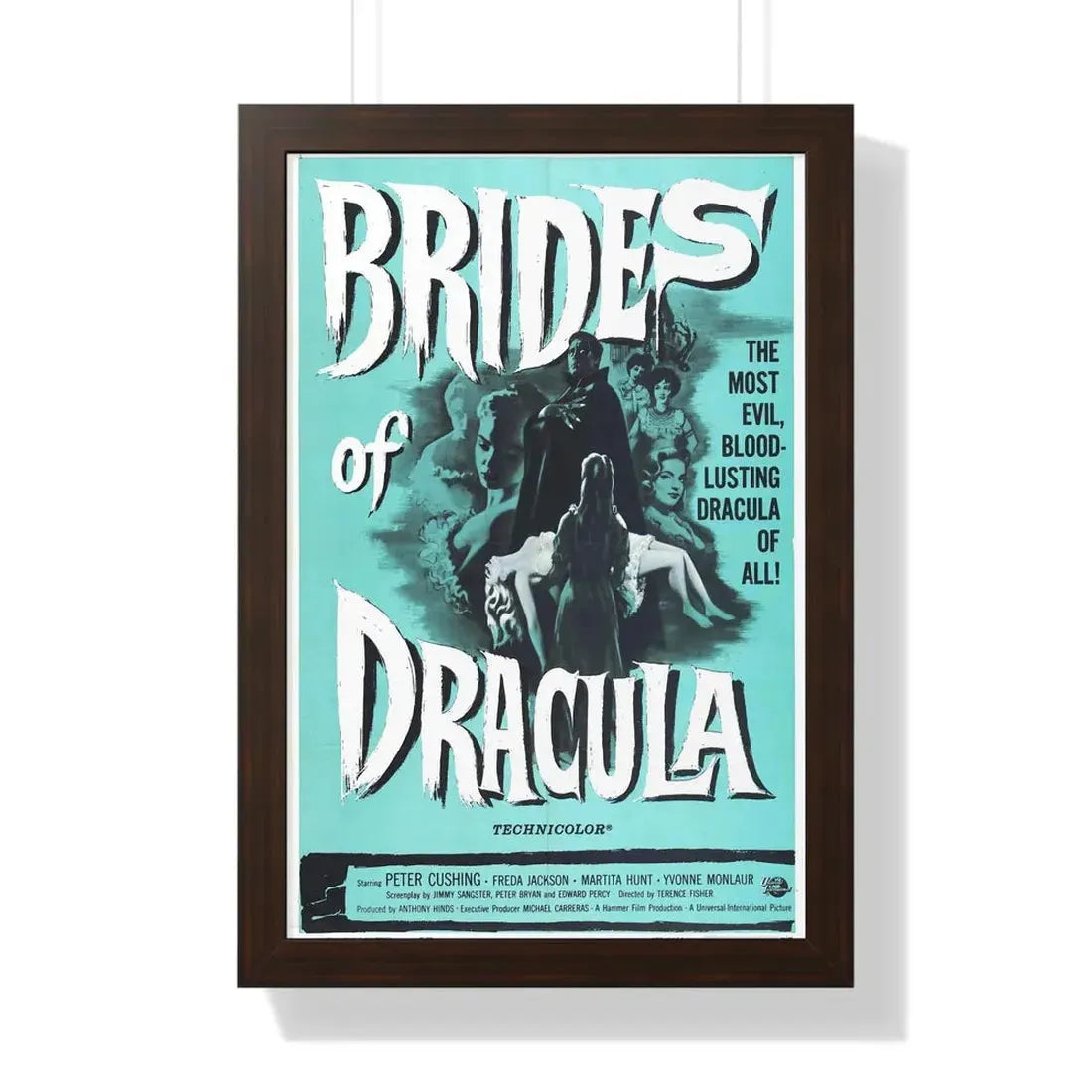 THE BRIDES OF DRACULA (2) 1960 - Framed Movie Poster 16″ x 24″ Walnut - The Sticker Space