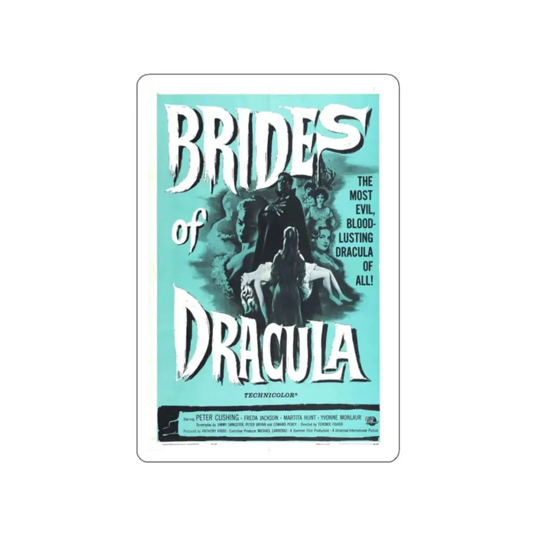 THE BRIDES OF DRACULA (2) 1960 Movie Poster STICKER Vinyl Die-Cut Decal 2 Inch - The Sticker Space