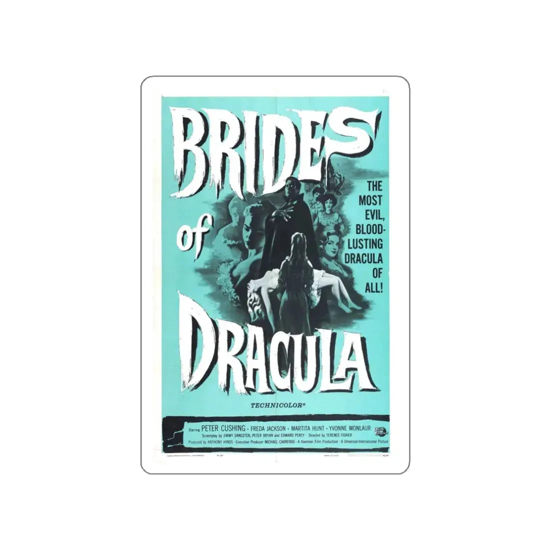 THE BRIDES OF DRACULA (2) 1960 Movie Poster STICKER Vinyl Die-Cut Decal 3 Inch - The Sticker Space
