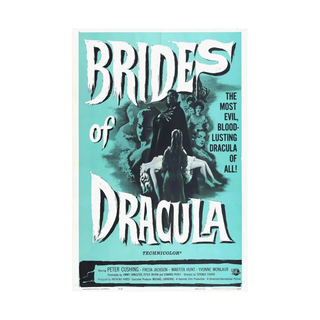 THE BRIDES OF DRACULA (2) 1960 - Paper Movie Poster - The Sticker Space