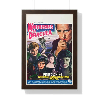 THE BRIDES OF DRACULA (BELGIAN) 1960 - Framed Movie Poster 16″ x 24″ Walnut - The Sticker Space