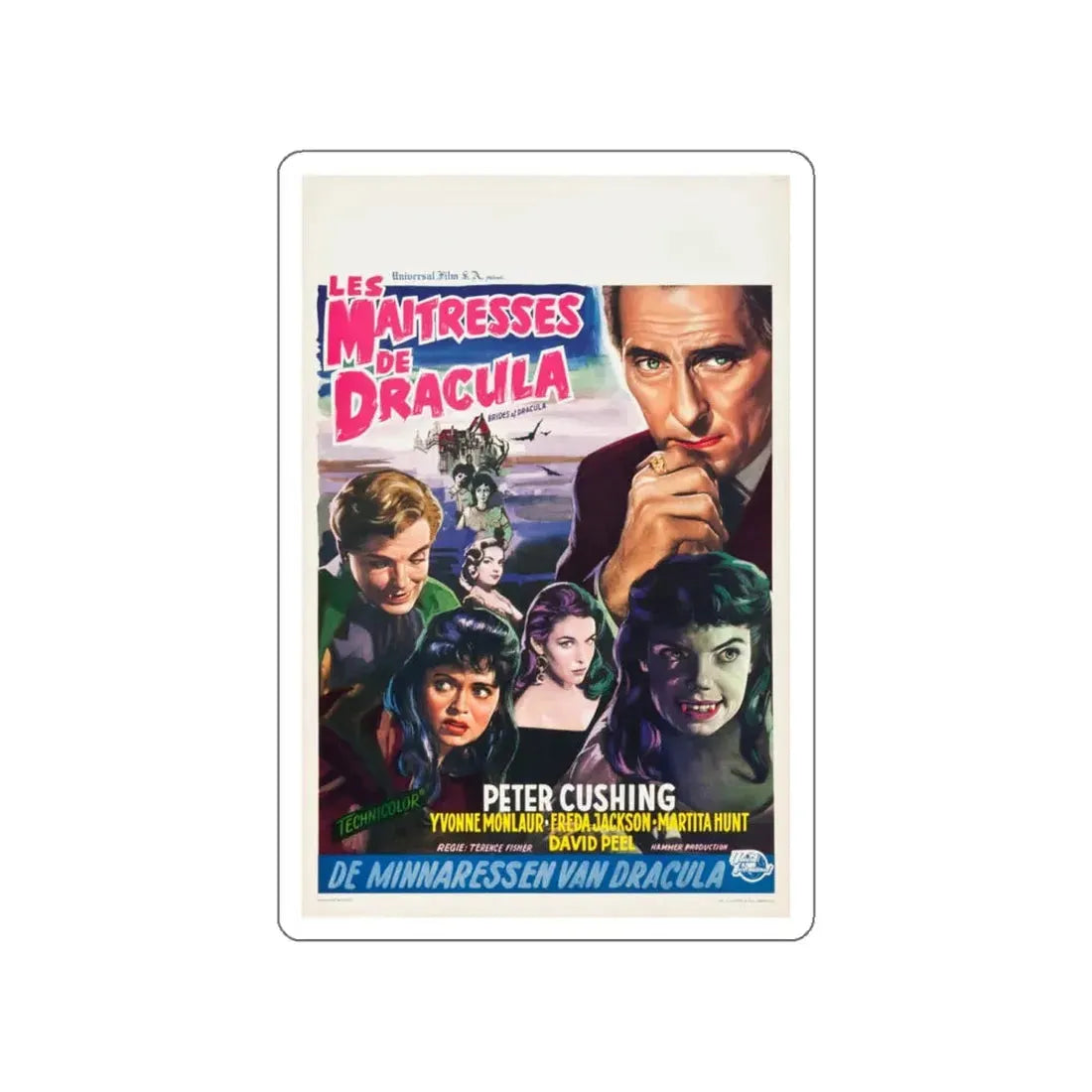 THE BRIDES OF DRACULA (BELGIAN) 1960 Movie Poster STICKER Vinyl Die-Cut Decal 6 Inch - The Sticker Space