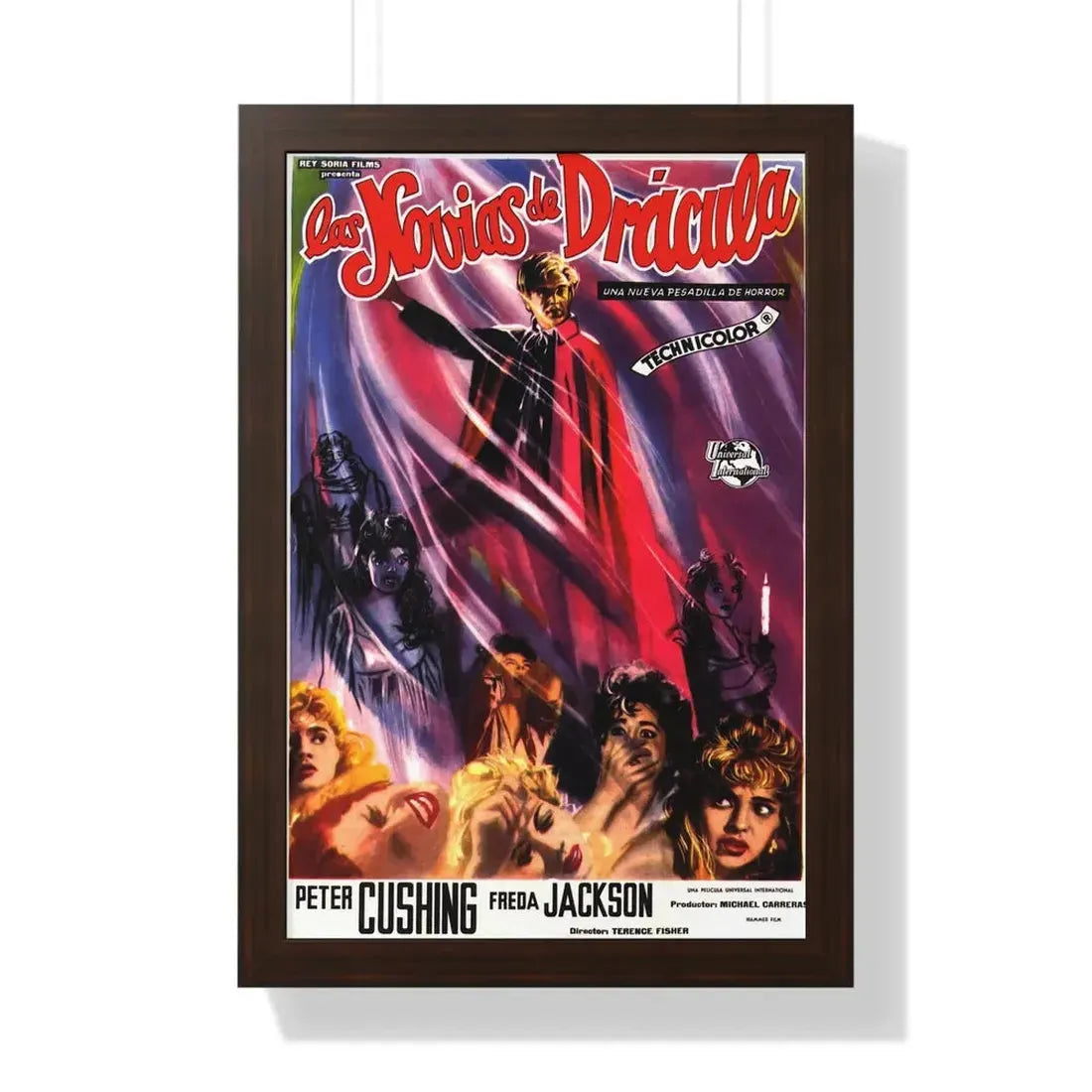THE BRIDES OF DRACULA (SPANISH) 1960 - Framed Movie Poster 16″ x 24″ Walnut - The Sticker Space