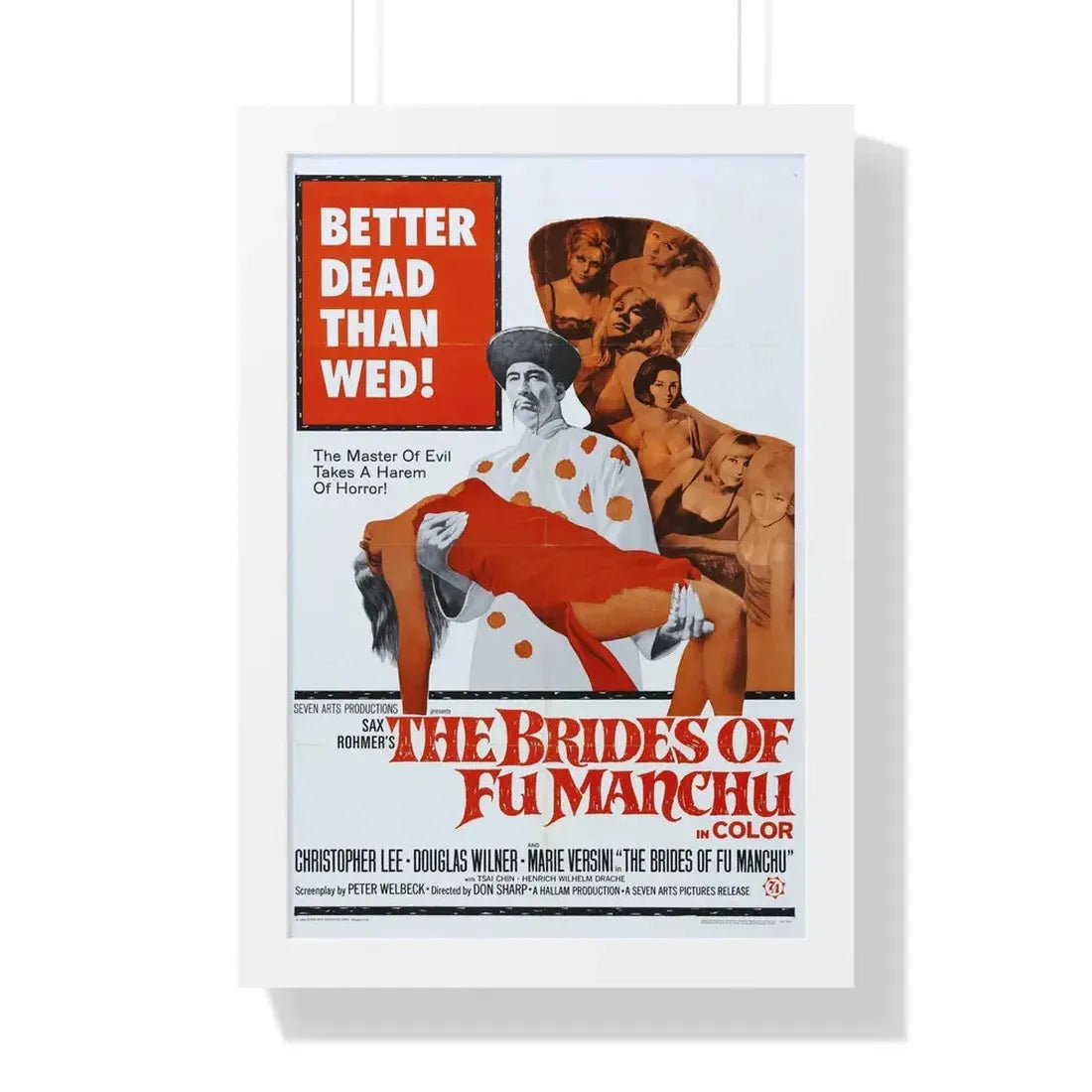 THE BRIDES OF FU MANCHU 1966 - Framed Movie Poster 16″ x 24″ White - The Sticker Space