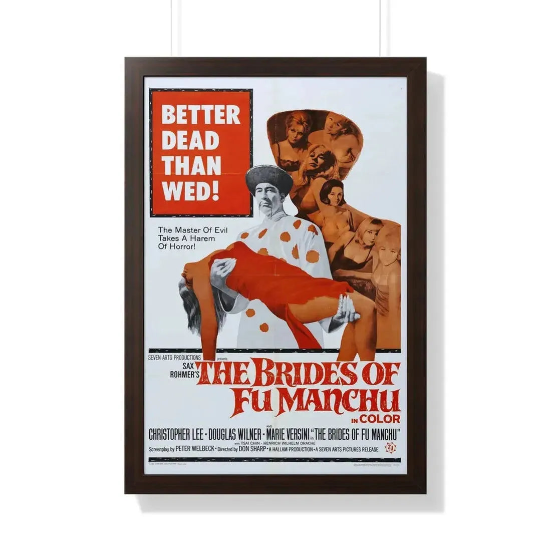 THE BRIDES OF FU MANCHU 1966 - Framed Movie Poster 20" x 30" Walnut - The Sticker Space
