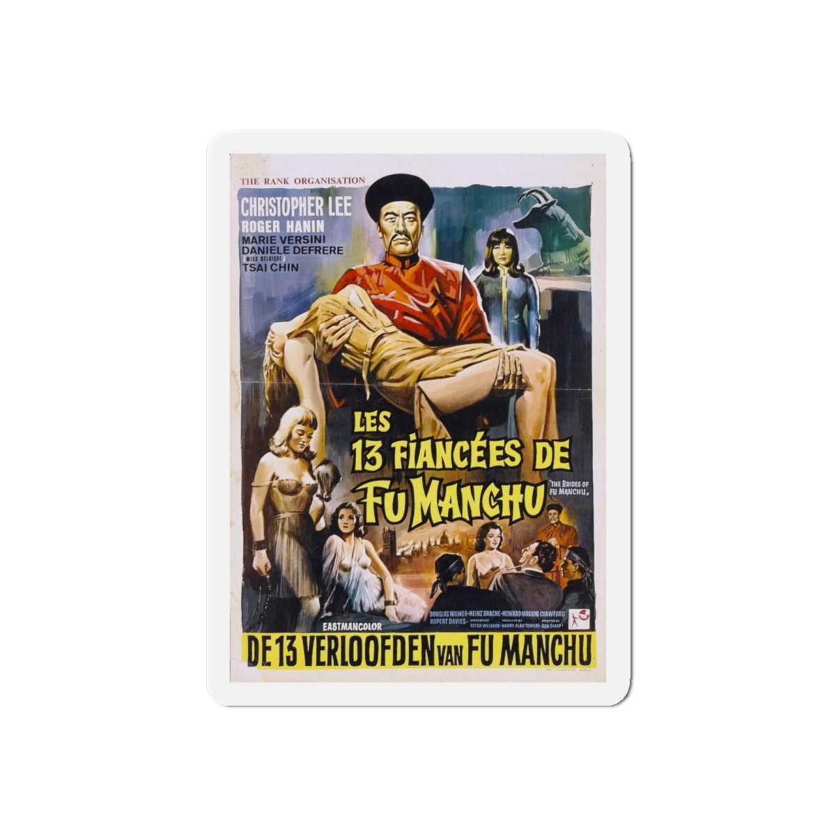 THE BRIDES OF FU MANCHU (BELGIAN) 1966 Movie Poster - Refrigerator Magnet-4" x 4"-The Sticker Space