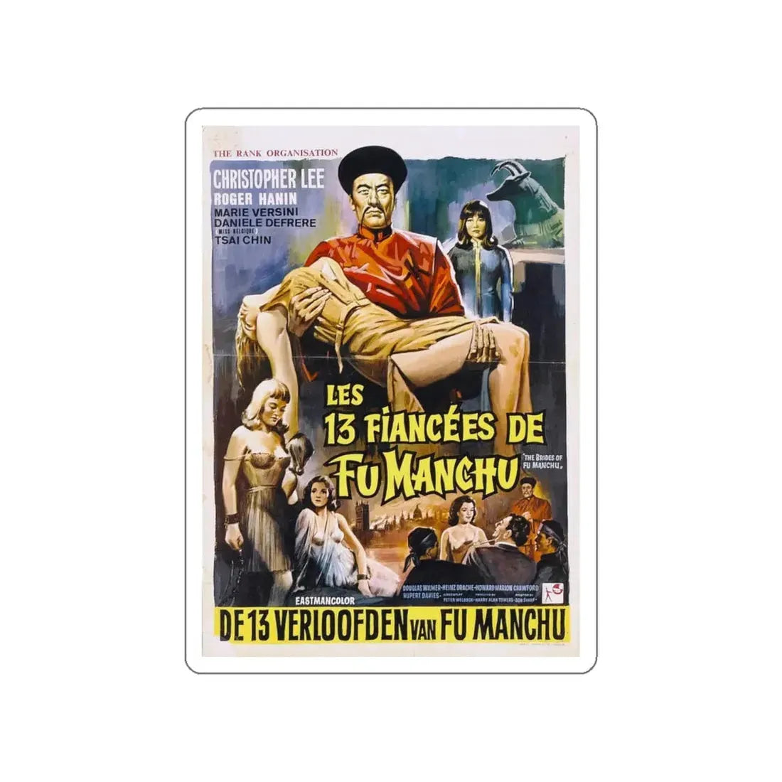 THE BRIDES OF FU MANCHU (BELGIAN) 1966 Movie Poster STICKER Vinyl Die-Cut Decal 5 Inch - The Sticker Space